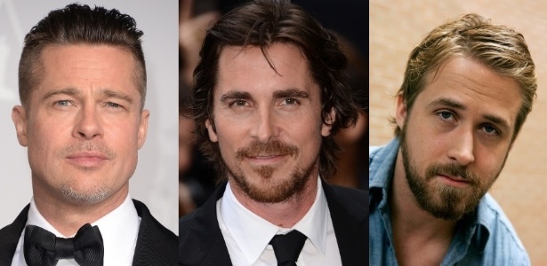 Brad Pitt, Christian Bale e Ryan Gosling, que estarão juntos em "The Big Short" - Reprodução/Montagem