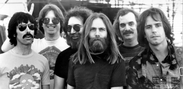 A formação clássica do Grateful Dead ainda com o guitarrista Jerry Garcia - Reprodução