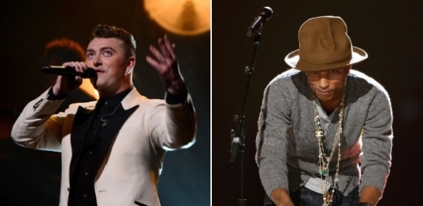 Os cantores Sam Smith e Pharrell Williams, confirmados no Grammy 2015 - Montagem/Getty Images/Reuters