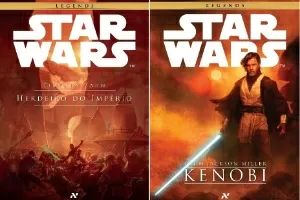 Capas dos livros "Herdeiro do Império" e "Kenobi", que serão lançados pela Aleph - Divulgação