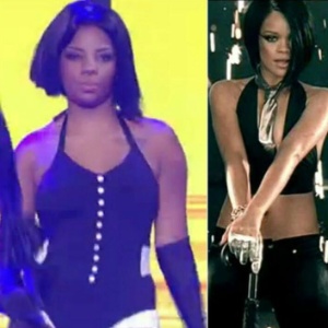 MC Ludmilla se transforma em Rihanna e canta Umbrella - Reprodução/TV Globo/MTV Montagem/UOL