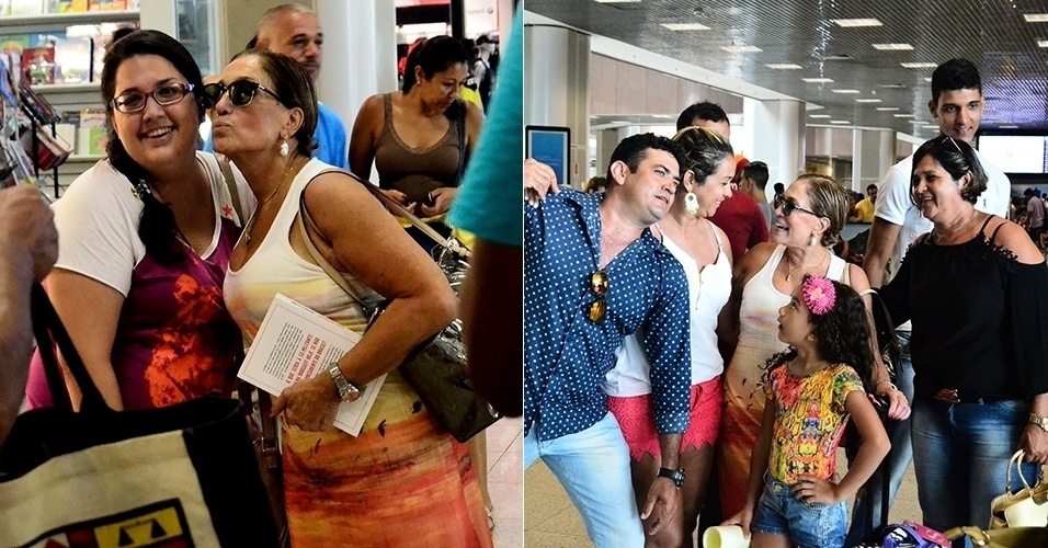 Susana Vieira é assediada pelos fãs em aeroporto
