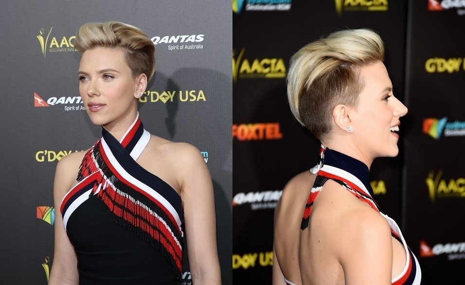 2.fev.2015 - A atriz Scarlett Johansson mostrou seu novo visual num evento no último fim de semana.