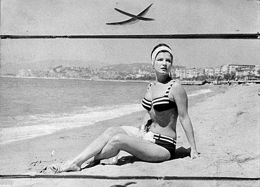 A atriz Odete Lara em praia de Nice, na França, nos anos 1960 - Divulgação