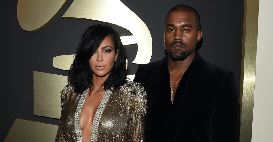8.fev.2015 - Grammy 2015 -  Kim Kardashian e Kanye West