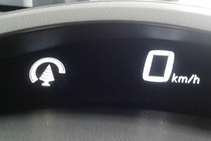 Cada tira da "árvore" no painel digital do Nissan Leaf é preenchida em uma frenagem regenerativa. Completado o desenho, uma nova carga de energia é enviada ao motor elétrico - Leonardo Felix/UOL - Leonardo Felix/UOL