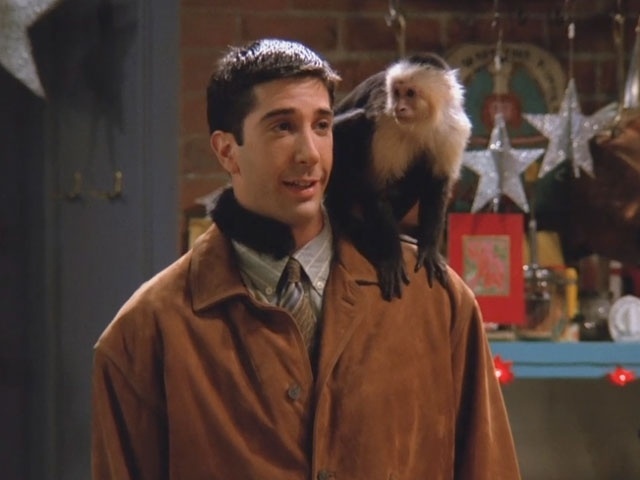 Ross Geller (David Schwimmer) e seu macaquinho Marcel em cena de "Friends"