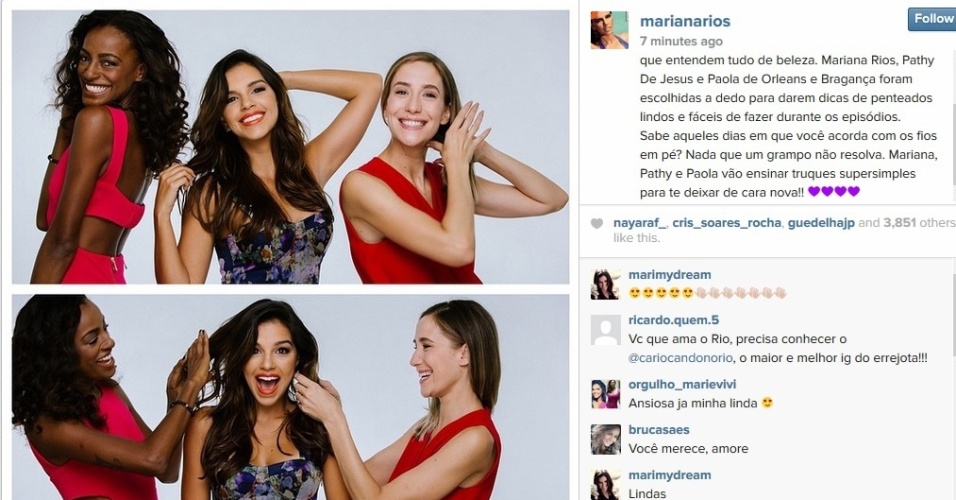 17.fev.2015 - A atriz Mariana Rios anunciou, em seu Instagram, que é a mais nova co-apresentadora do programa "Superbonita" (GNT)