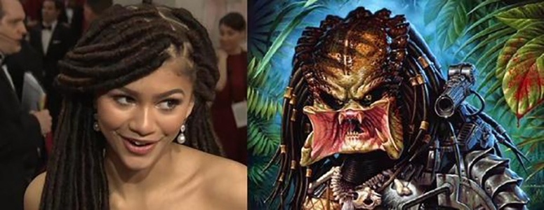 Internautas compara cabelo da cantora e atriz Zendaya no Oscar ao do personagem Predador - Reprodução/Twitter