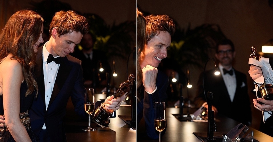 23.fev.2015 - Eddie Redmayne no Governors Ball depois de faturar o Oscar de melhor ator
