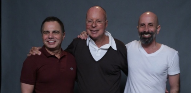 Os autores Gilberto Braga, Ricardo Linhares e João Ximenes Braga na apresentação de "Babilônia"