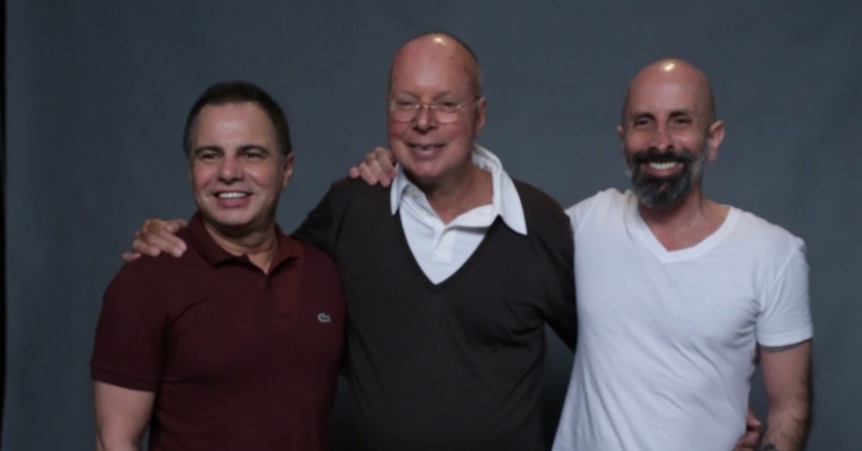 25.fev.2015 - Os autores Gilberto Braga, Ricardo Linhares e João Ximenes Braga na apresentação de "Babilônia"