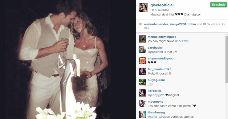 Gisele Bundchen relembra casamento com Tom Brady: 