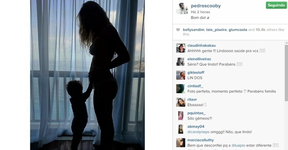 1.mar.2015 - Pedro Scooby, marido de Luana Piovani, posta foto em que sugere que a atriz está grávida. No Twitter, ela confirma "A família cresceu queridos, estou grávida de gêmeos.. agora seremos cinco"