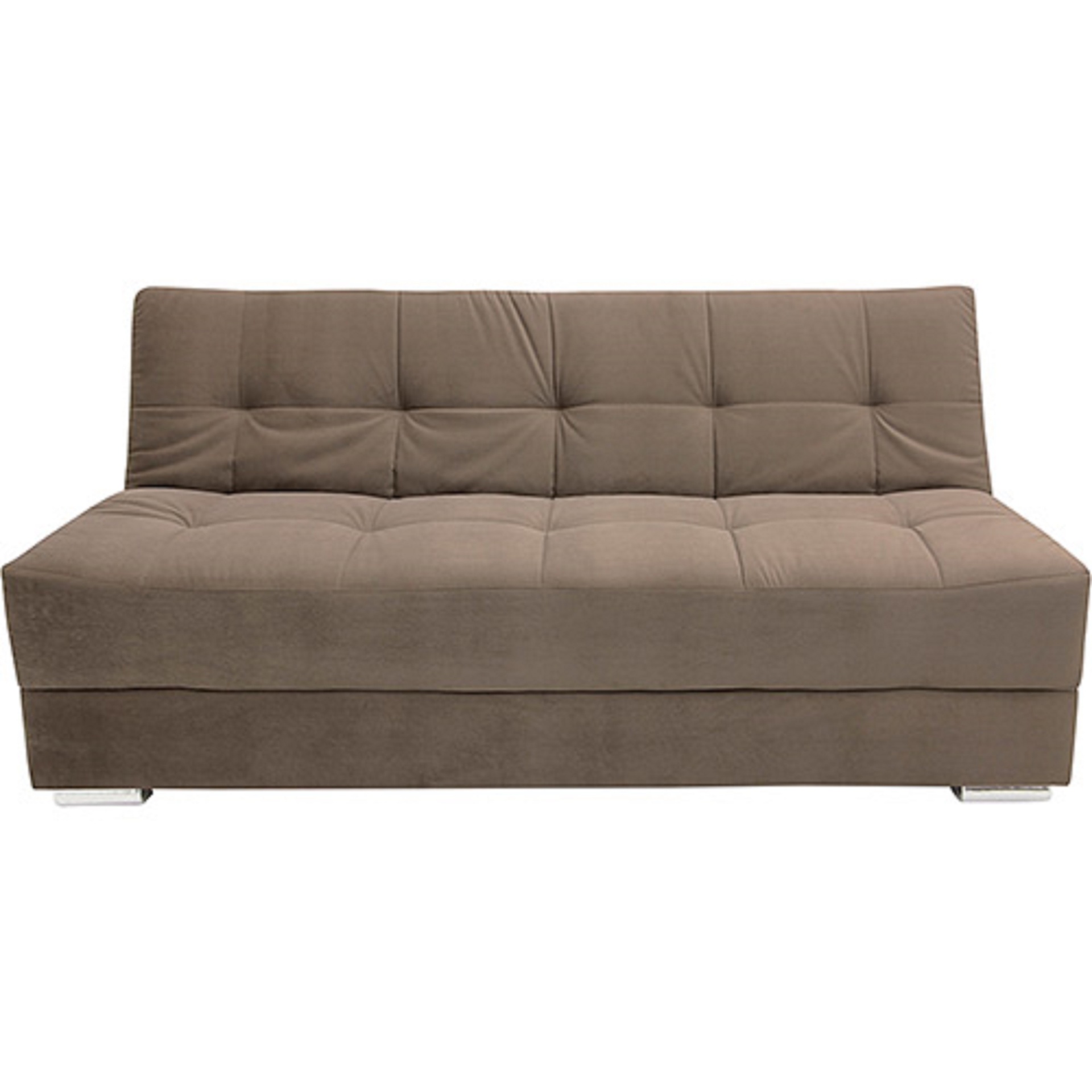 O sofá-cama Maya na cor marrom, de três lugares, tem estrutura em madeira e espuma com manta de poliéster siliconizada. Revestido em tecido suede, o móvel é vendido na Americanas.com (www.americanas.com.br) | Para outras informações, entre em contato com o fornecedor - Divulgação