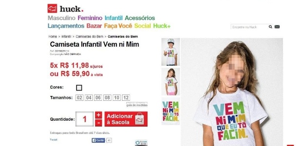 A marca será investigada por campanha publicitária com camiseta infantil imprópria - Reprodução