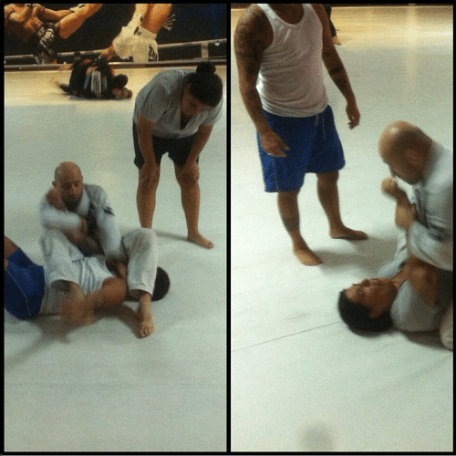 12.mar.2015 - Thammy Miranda recebe golpe de jiu-jitsu, fica imobilizada por professor e posta a imagem no Instagram, na madrugada desta quinta-feira