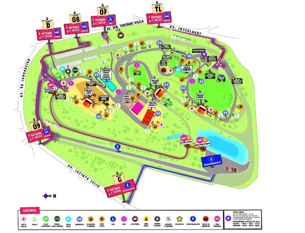 Mapa da edição deste ano do Lollapalooza - Divulgação