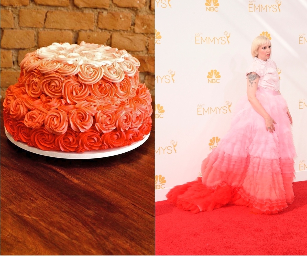 vestido Emmy Lena Dunham  bolo Le Jardin Secret UOL Casamento - Divulgação / Getty Images