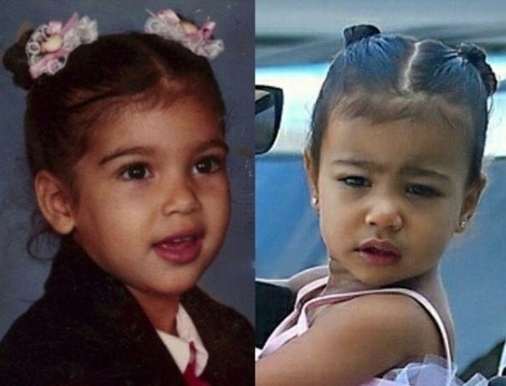 20.mar.2015 - Kim Kardashian publicou foto de quando era bebê e comparou com a filha, North. "Minha princesa e eu com a mesma idade. North é literalmente a garota mais fofa e engraçada que conheço!", escreveu ela em seu Facebook