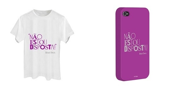 Camisa e capa de celular com a frase "Não estou disposta", da Beatriz de "Babilônia"