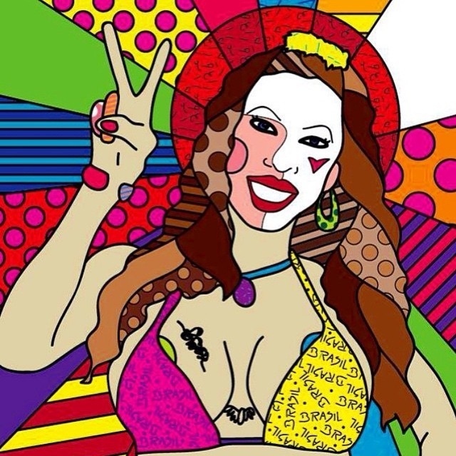 Montagem feita por fã em que Inês Brasil aparece como pintura de Romero Britto - Reprodução/Facebook