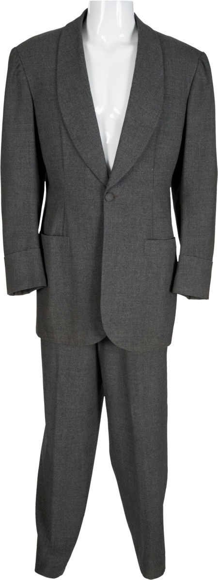 Terno usado por  Rhett Butler (Clark Gable), em "...E o Vento Levou". Lance inicial do terno cinza: US$ 30 mil - Heritage Auctions/Divulgação