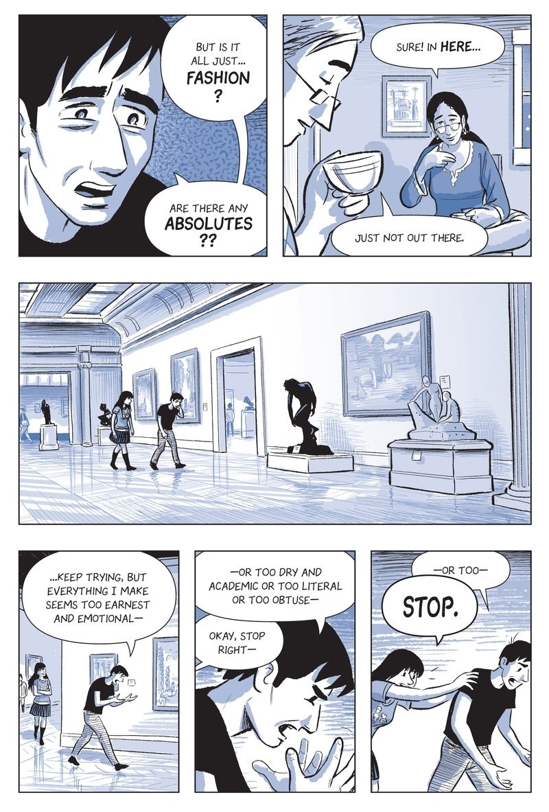 As informações sobre os bastidores do mundo da arte são informações de um casal de amigos de Scott que trabalha na área e que enriqueceu a história com cenas em que os personagens discutem o mercado das galerias, exposições conquistadas com ?testes do sofá?, nepotismo e até uma breve conversa sobre o artista contemporâneo Jeff Koons. - Divulgação