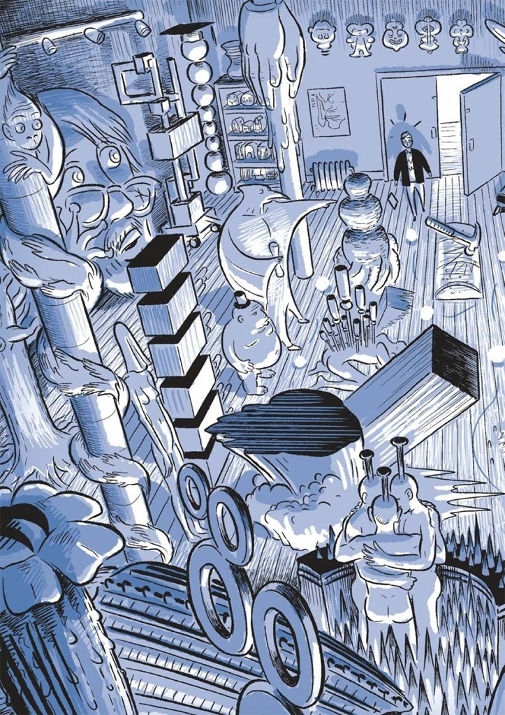 "Os quadrinhos são definitivamente influenciados pela minha experiência com webcomics, também muito influenciado por mangá e até mesmo sobre a forma egípcia de contar histórias", explica Scott McCloud sobre ?The Sculptor? - Divulgação