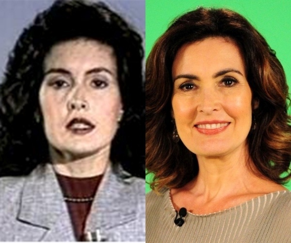 Fátima Bernardes fica mais bonita e jovial com o passar dos anos. À esquerda, ela aparece nos anos 80 e, à direita, em foto atual, aos 52 anos