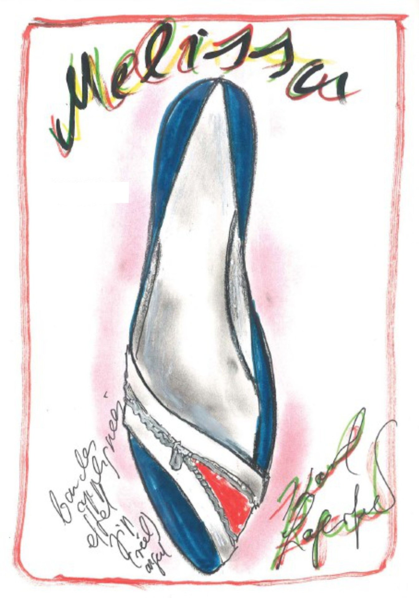 Veja os croquis feitos por Karl Lagerfeld para a coleção cápsula da Melissa que ele assina - Divulgação