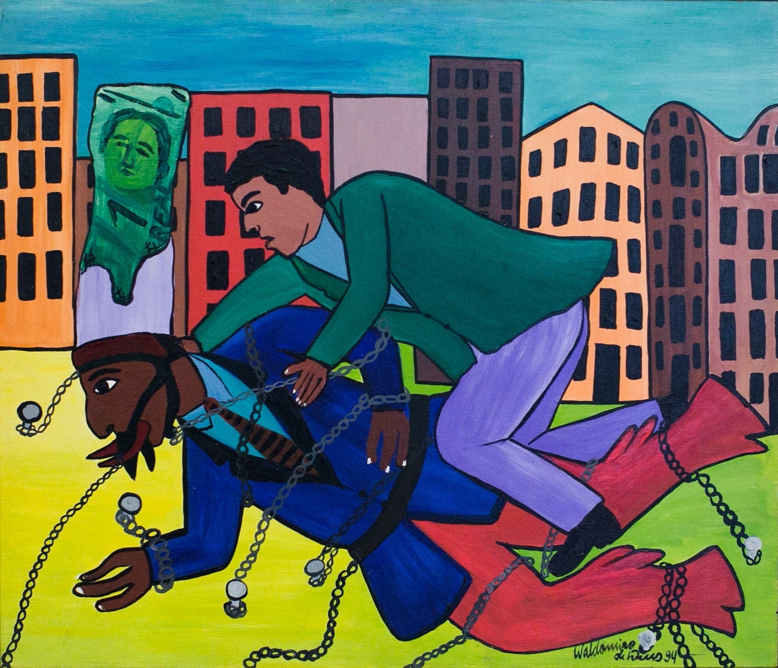 Tela "A queda da Inflação", de Waldomiro de Deus - "Me lembro do alívio de quando a inflação foi controlada, e é uma pena que ela esteja voltando", diz o artista, sobre o quatro - Leonardo Soares/UOL