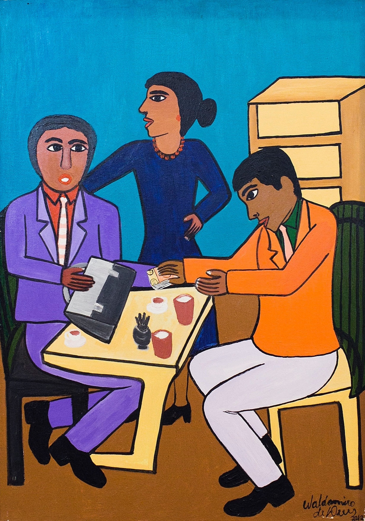 Tela "Jeitinho Brasileiro", de Waldomiro de Deus - "O velho 'jeitinho' de ter que pagar por debaixo dos panos para fazer qualquer coisa no nosso país", diz o artista sobre sua inspiração para o quadro - Leonardo Soares/UOL