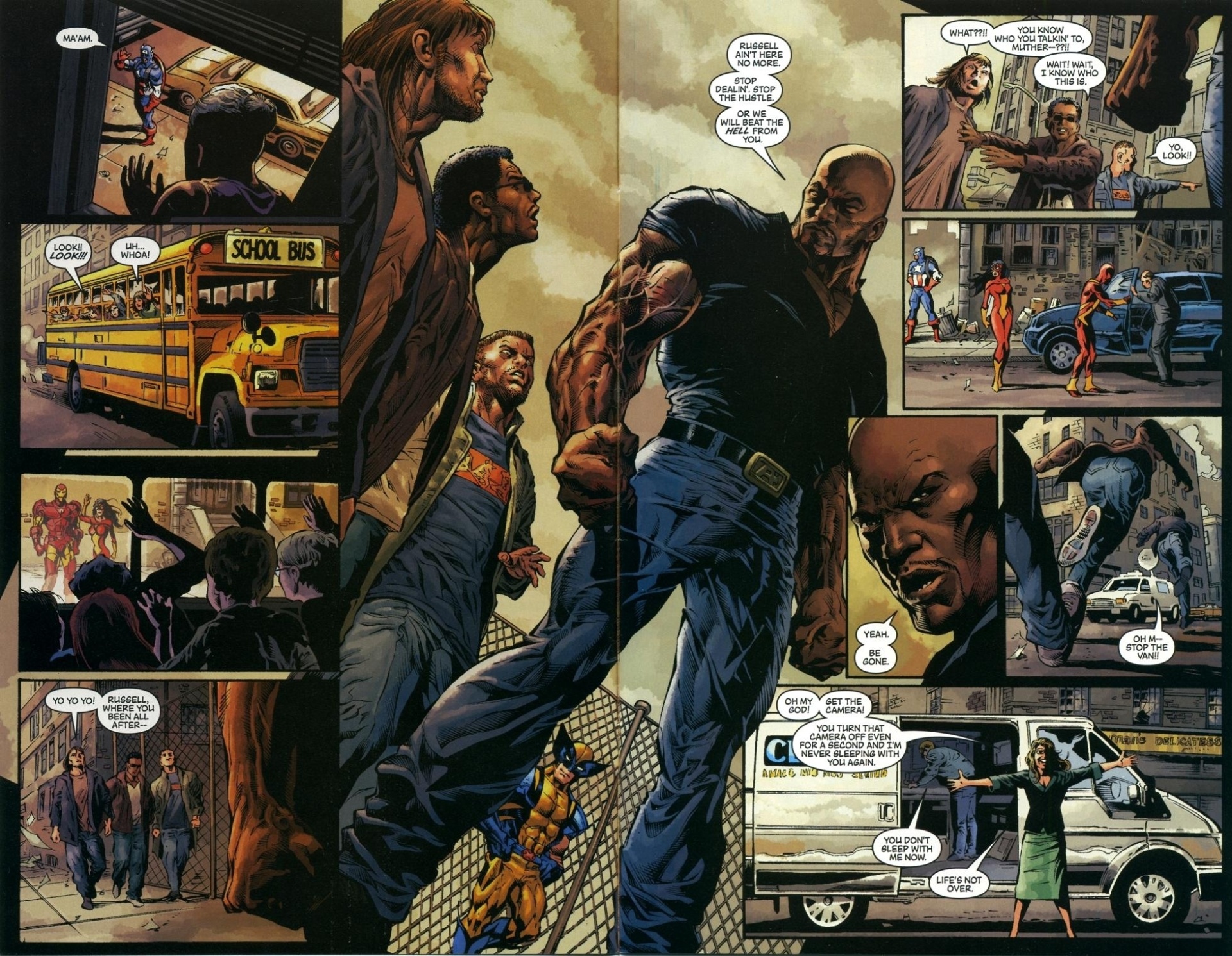 Página de HQ de super-heróis da Marvel com desenhos do brasileiro Mike Deodato - Reprodução