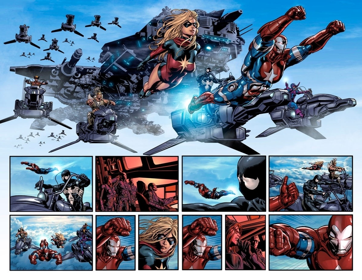 Página de HQ de super-heróis da Marvel com desenhos do brasileiro Mike Deodato - Reprodução