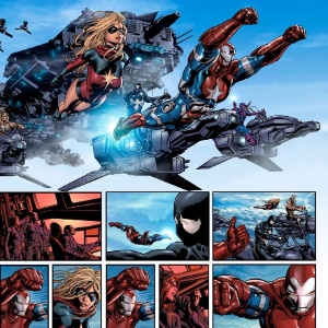 Página de HQ de super-heróis da Marvel com desenhos do brasileiro Mike Deodato - Reprodução