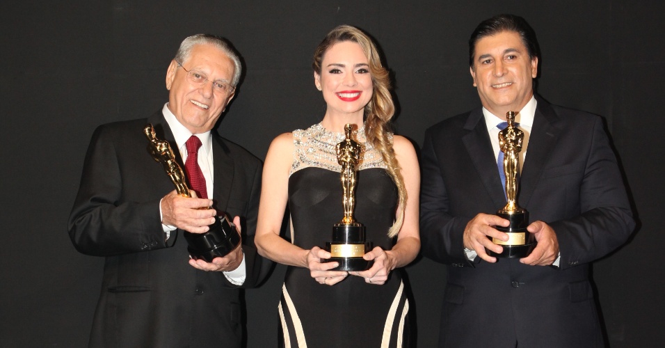 Joseval Peixoto, Rachel Sheherazade e Carlos Nascimento no Troféu Imprensa