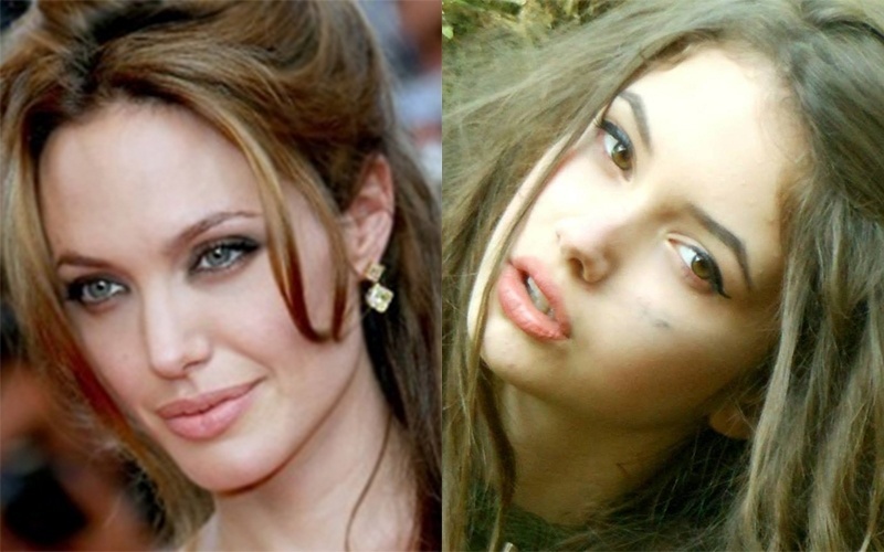 Aos 13 anos, Monique Alice (à direita) é chamada de sósia de Angelina Jolie