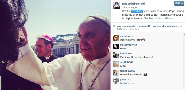 Rodrigo Santoro encontra o Papa Francisco em Roma