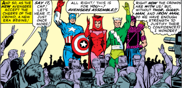 "Avengers" nº 16, quando Feiticeira Escarlate e Mercúrio são integrados ao time - Reprodução