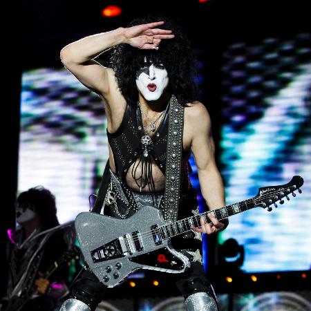 Paul Stanley, guitarrista e vocalista do Kiss, durante show - Marcelo Justo/Folhapress