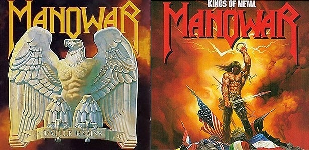Capas dos álbums "Battle Hymns" (1981) e "Kings of Metal" (1988), da banda Manowar - Reprodução - Reprodução