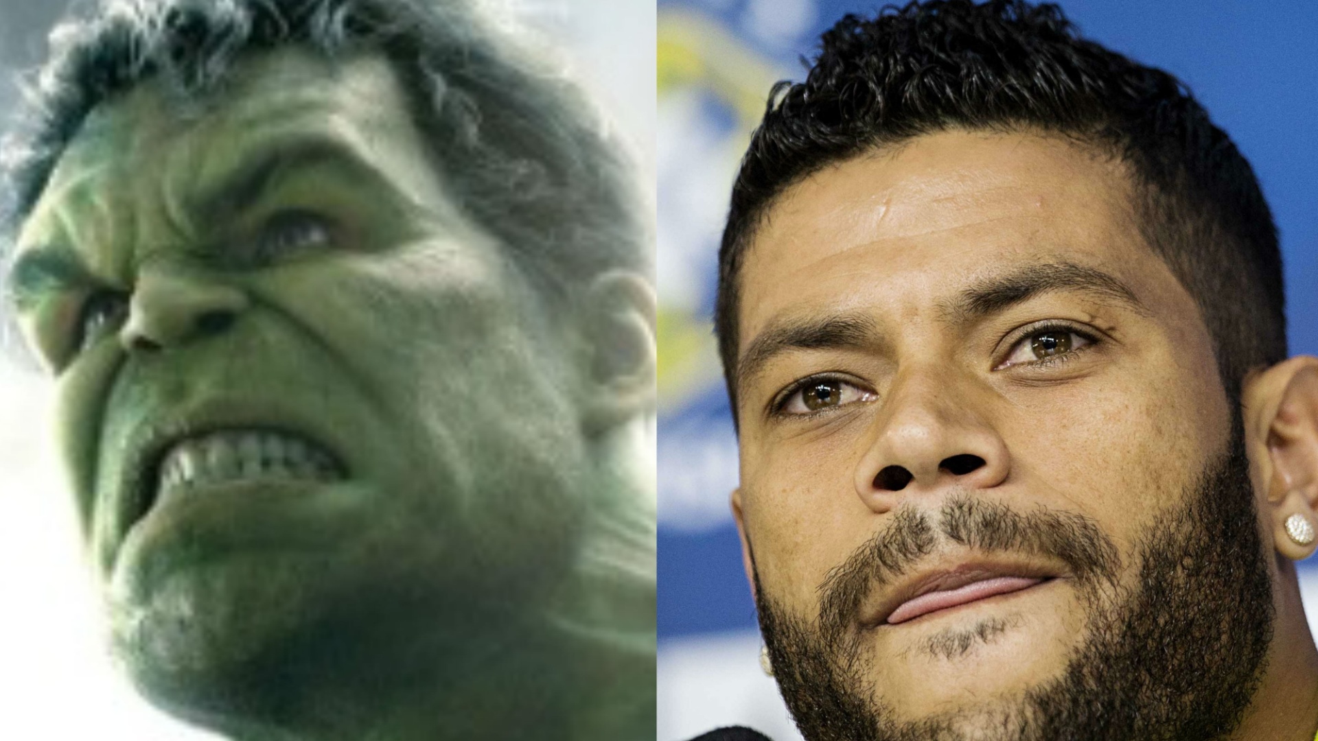 Essa é óbvia. Quem no Brasil seria o mais indicado para interpretar o Hulk no cinema? Acertou quem disse o jogador de futebol Hulk, claro. E não é que eles são parecidos?