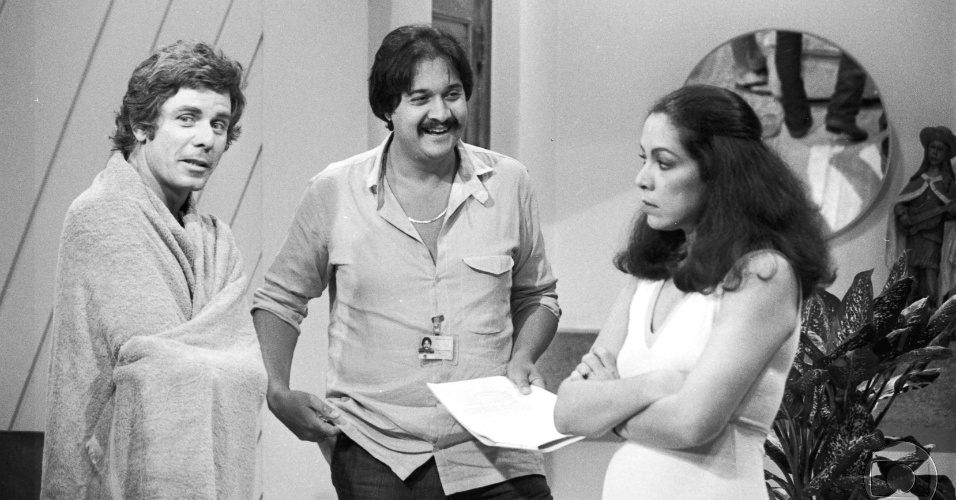 Roberto Talma com Reginaldo Faria e Angela Leal na novela "Água Viva" (1980)