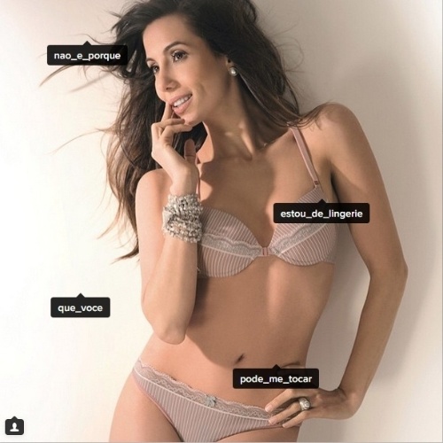 Tania Khalill usou uma foto em que aparece apenas de lingerie para apoiar a campanha