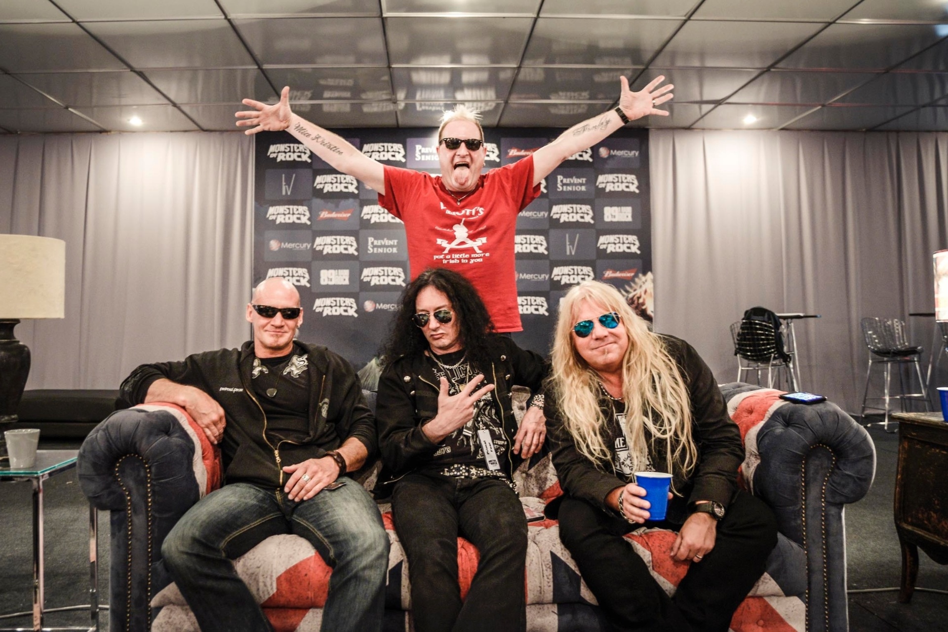 25.abr.2015 -  A banda alemã de power metal Primal Fear nos bastidores do Monsters of Rock em São Paulo - Rafael Roncato/UOL