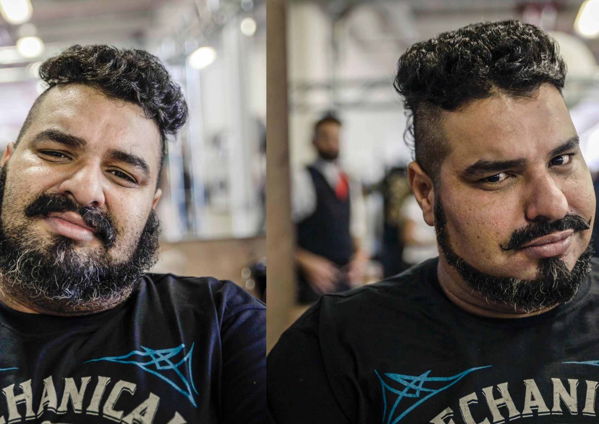 25.abr.2015 - Wander Maliani, 36 anos, aproveitou sua ia ao Monsters of Rock para dar um trato na barba. De Campinas, ele disse ao UOL que foi ao festival para assistir ao show de Ozzy Osbourne."Enquanto o show não começa, eu dou um trato na barba", disse - Rafael Roncato/UOL