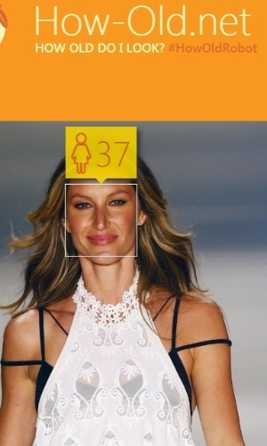 A top Gisele Bündchen está com 34, mas o aplicativo acha que ela tem cara de 37