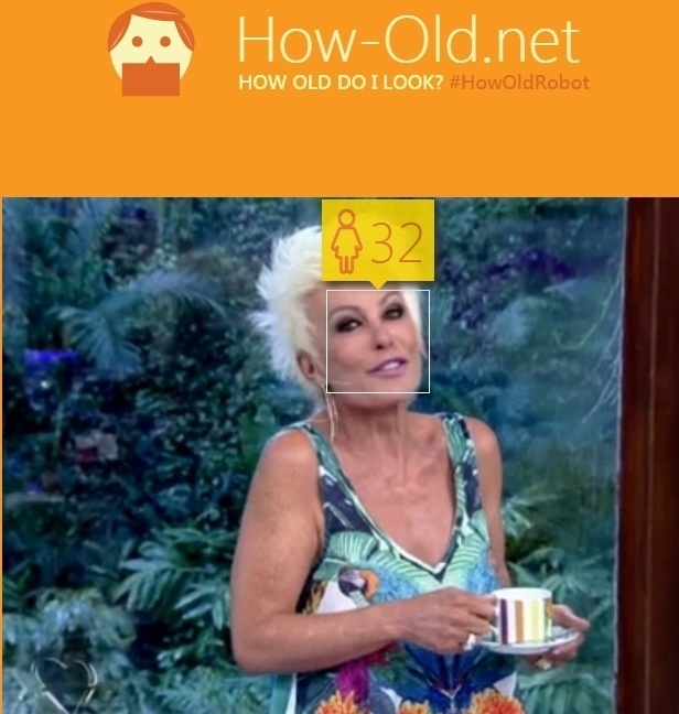Ana Maria Braga tem 66 anos. O aplicativo How Old deu à loira a mesma idade de Fernanda Lima, 32 anos. Será que ela está tão conservada assim?
