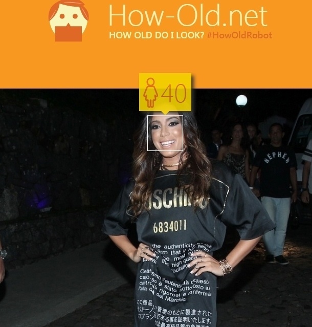 Com apenas 22 aninhos, Anitta virou uma quarentona no aplicativo que tenta descobrir a idade das pessoas